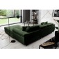 Canapé d'angle convertible ARMEL en tissu velours luxe 5 places, couleur vert foncé, avec coffre, angle droit (vu de face)