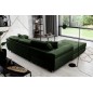 Canapé d'angle convertible ARMEL en tissu velours luxe 5 places, couleur vert foncé, avec coffre, angle gauche (vu de face)