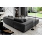 Canapé d'angle convertible ARMEL en tissu velours luxe 5 places, couleur gris anthracite, avec coffre, angle gauche (vu de face)