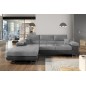 - Canapé d'angle convertible ARMEL en tissu velours luxe 5 places, gris clair / gris foncé, bicolore, avec coffre, angle gauche