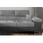 - Canapé d'angle convertible ARMEL en tissu velours luxe 5 places, gris clair / gris foncé, bicolore, avec coffre, angle gauche