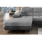 - Canapé d'angle convertible ARMEL en tissu velours luxe 5 places, gris clair / gris foncé, bicolore, avec coffre, angle gauche