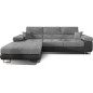 - Canapé d'angle convertible ARMEL en tissu velours luxe 5 places, gris clair / gris foncé, bicolore, avec coffre, angle gauche