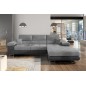 Canapé d'angle convertible ARMEL en tissu velours luxe 5 places, gris clair / gris foncé, bicolore, avec coffre, angle droit (vu
