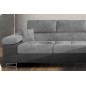 Canapé d'angle convertible ARMEL en tissu velours luxe 5 places, gris clair / gris foncé, bicolore, avec coffre, angle droit (vu