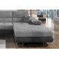 Canapé d'angle convertible ARMEL en tissu velours luxe 5 places, gris clair / gris foncé, bicolore, avec coffre, angle droit (vu