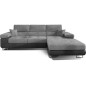 Canapé d'angle convertible ARMEL en tissu velours luxe 5 places, gris clair / gris foncé, bicolore, avec coffre, angle droit (vu