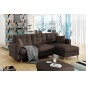 Canapé d'angle convertible ASSIA en tissu de qualité 5 places, marron foncé, angle droit (vu de face) Canapé d'angle convertible ASSIA en tissu de qualité 5 places, marron foncé, angle droit (vu de face)