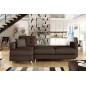 Canapé d'angle convertible ASSIA - en tissu de qualité 5 places, marron foncé, angle gauche (vu de face) Canapé d'angle convertible ASSIA - en tissu de qualité 5 places, marron foncé, angle gauche (vu de face)