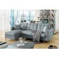 Canapé d'angle convertible ASSIA - en tissu de qualité 5 places, bleu, angle gauche (vu de face) Canapé d'angle convertible ASSIA - en tissu de qualité 5 places, bleu, angle gauche (vu de face)