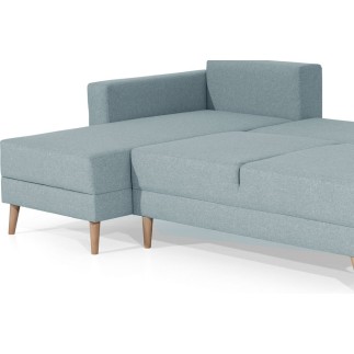 Canapé d'angle convertible ASSIA - en tissu de qualité 5 places, bleu, angle gauche (vu de face)
