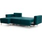 Canapé d'angle convertible - ASSIA VELOURS - en tissu de qualité 5 places, vert, angle gauche (vu de face)