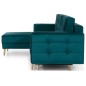 Canapé d'angle convertible - ASSIA VELOURS - en tissu de qualité 5 places, vert, angle gauche (vu de face)