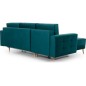 Canapé d'angle convertible - ASSIA VELOURS - en tissu de qualité 5 places, vert, angle gauche (vu de face)