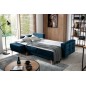 Canapé d'angle convertible ASSIA VELOURS - en tissu de qualité 5 places, bleu foncé, angle gauche (vu de face)