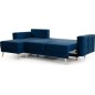 Canapé d'angle convertible ASSIA VELOURS - en tissu de qualité 5 places, bleu foncé, angle gauche (vu de face)