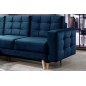 Canapé d'angle convertible ASSIA VELOURS - en tissu de qualité 5 places, bleu foncé, angle gauche (vu de face)
