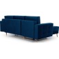 Canapé d'angle convertible ASSIA VELOURS - en tissu de qualité 5 places, bleu foncé, angle gauche (vu de face)