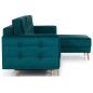 Canapé d'angle convertible ASSIA VELOURS - en tissu de qualité 5 places, vert, angle droit (vu de face)