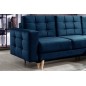 Canapé d'angle convertible ASSIA VELOURS - en tissu de qualité 5 places, bleu foncé, angle droit (vu de face)