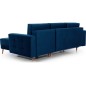 Canapé d'angle convertible ASSIA VELOURS - en tissu de qualité 5 places, bleu foncé, angle droit (vu de face)