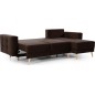 Canapé d'angle convertible ASSIA VELOURS - en tissu de qualité 5 places, marron foncé, angle droit (vu de face)