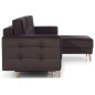 Canapé d'angle convertible ASSIA VELOURS - en tissu de qualité 5 places, marron foncé, angle droit (vu de face)