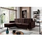 Canapé d'angle convertible ASSIA VELOURS - en tissu de qualité 5 places, marron foncé, angle gauche (vu de face)
