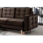 Canapé d'angle convertible ASSIA VELOURS - en tissu de qualité 5 places, marron foncé, angle gauche (vu de face)