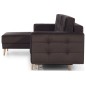 Canapé d'angle convertible ASSIA VELOURS - en tissu de qualité 5 places, marron foncé, angle gauche (vu de face)