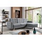 Canapé d'angle convertible ASSIA VELOURS - en tissu de qualité 5 places, gris, angle droit (vu de face)
