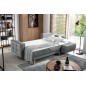 Canapé d'angle convertible ASSIA VELOURS - en tissu de qualité 5 places, gris, angle droit (vu de face)