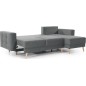 Canapé d'angle convertible ASSIA VELOURS - en tissu de qualité 5 places, gris, angle droit (vu de face)