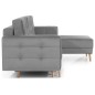 Canapé d'angle convertible ASSIA VELOURS - en tissu de qualité 5 places, gris, angle droit (vu de face)