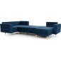 Canapé panoramique convertible - ASMA VELOURS - en tissu de qualité 5 places, bleu foncé, méridienne à droite et angle à gauche