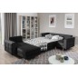 Canapé panoramique convertible - ASMA VELOURS - en tissu de qualité 5 places, gris anthracite, méridienne à gauche et angle à dr