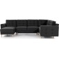 Canapé panoramique convertible - ASMA VELOURS - en tissu de qualité 5 places, gris anthracite, méridienne à gauche et angle à dr