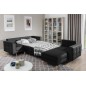 Canapé panoramique convertible - ASMA VELOURS - en tissu de qualité 5 places, gris anthracite, méridienne à droite et angle à ga