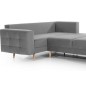 Canapé panoramique convertible - ASMA VELOURS - en tissu de qualité 5 places, gris, méridienne à droite et angle à gauche (vu de