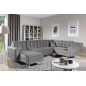 Canapé panoramique convertible - ASMA VELOURS - en tissu de qualité 5 places, gris, méridienne à gauche et angle à droite (vu de