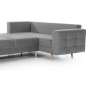 Canapé panoramique convertible - ASMA VELOURS - en tissu de qualité 5 places, gris, méridienne à gauche et angle à droite (vu de