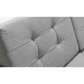 Canapé panoramique convertible - ASMA - en tissu de qualité 7 places, gris, méridienne à gauche et angle à droite (vu de face)