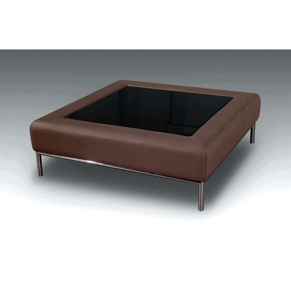 Table basse en simili cuir italien PALOMA, chocolat
