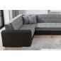 Canapé panoramique convertible - DAMIEN VELOURS - en tissu gris de qualité et caisse simili noir, 7 places, gris, méridienne à d