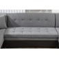 Canapé panoramique convertible - DAMIEN VELOURS - en tissu gris de qualité et caisse simili noir, 7 places, gris, méridienne à d