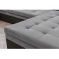 Canapé panoramique convertible - DAMIEN VELOURS - en tissu gris de qualité et caisse simili noir, 7 places, gris, méridienne à d