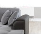 Canapé panoramique convertible - DAMIEN VELOURS - en tissu gris de qualité et caisse simili noir, 7 places, gris, méridienne à d