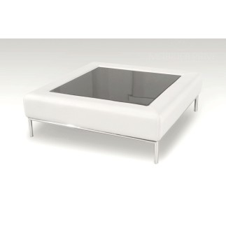 Table basse en simili cuir italien PALOMA, blanc