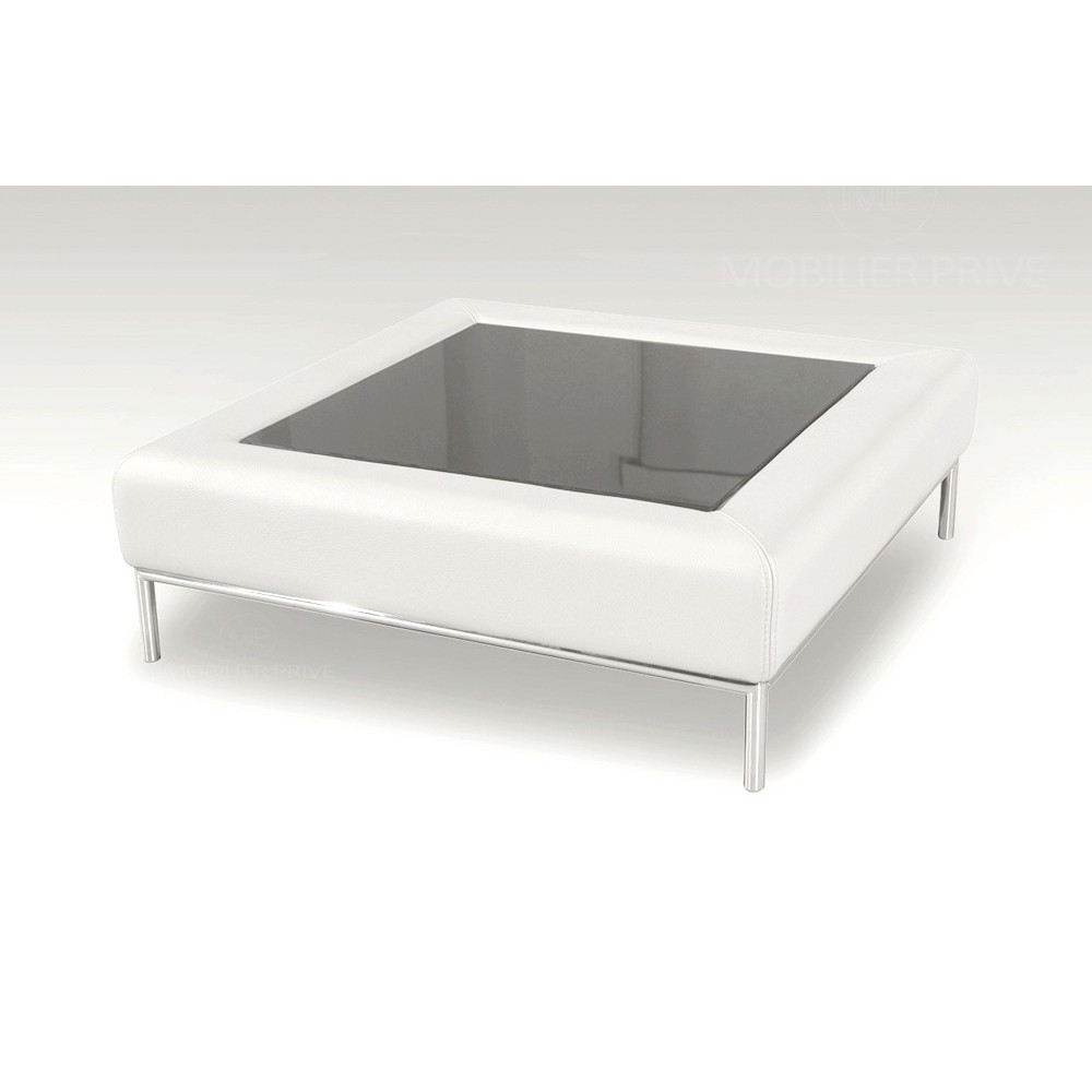 Table basse en simili cuir italien PALOMA, blanc