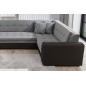 Canapé panoramique convertible - DAMIEN VELOURS - en tissu gris de qualité et caisse simili noir, 7 places, méridienne à gauche
